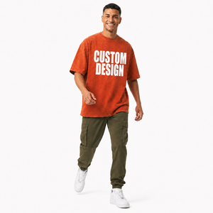 Camiseta Oversize de Algodón con Detalle de Abertura Lateral en el Bajo, Lavado Enzimático, Estampado Personalizado para Hombre, Venta al por Mayor - Product Image 2