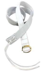 Vintage <b>White</b> Cow Hide Leather <b>Belt</b> Copper Historical Reproduction Reenactment <b>White</b> Buff Leather Sling with Buckle <b>Belts</b> - Product Image 5
