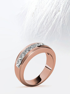 Luxury Yellow Gold Princess Cut Channel <b>Set</b> Diamond Band <b>Ring</b> for <b>Men</b> - Product Image 6