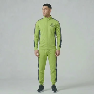 Ensemble de survêtement décontracté pour homme, coupe ajustée, deux pièces, style streetwear, avec logo personnalisé par sublimation, couleur unie, OEM, prix bas - Product Image 1