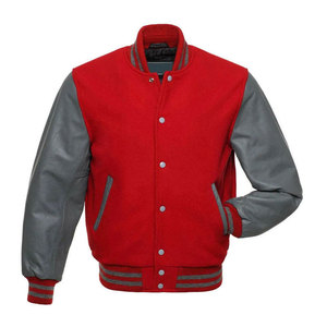 Chaqueta Universitaria de Béisbol Personalizada para Hombre, Cuerpo de Lana, Mangas de Cuero Genuino, Chaqueta Bomber Universitaria con Logotipo Bordado Americano - Product Image 4