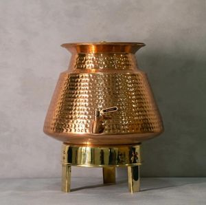 Pure Copper <b>Water</b> Dispenser Handmade Ayurvedic Storage Dispenser Wholesale Copper <b>Water</b> Dispenser with Stand Premium Copper - Product Image 5
