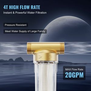 Filtro centrifugo da 40 micron + 30 micron per la rimozione di sedimenti in tutta la casa, prefiltro per acqua di pozzo con FNPT da 3/4 pollici, MNPT da 1 pollice, capacità 4 T/H - Product Image 4