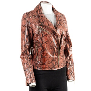 Veste en cuir de mouton pour femme, style biker, courte, de haute qualité, avec fermeture éclair, en vente à bas prix - Product Image 1