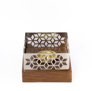 Encensoir Géométrique en Bois et Métal, Luxe, Carré, Bakhoor, Moderne, Arabe, Décoration de Table pour Maison et Bureau, Vente en Gros - Product Image 1