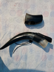 Viking Natural <b>Drinking</b> Horn with leather holder and short horn glass Handmade Polished Viking gift set from India for sale - Product Image 2