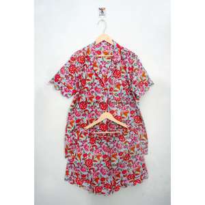 Conjunto de Pijama Clásico Vintage para Mujer, 100% Algodón, Cintura Elástica, Manga Corta, Tela Transpirable, Pantalones Cortos, Ropa de Dormir para Primavera/Otoño - Product Image 4