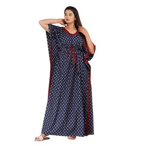 Camisón Largo de Algodón Suave para Mujer, Estilo Kaftan, con Cuello en V y Estampado Floral - Product Image 2