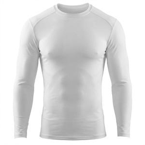 Camiseta de Compresión Blanca de Manga Larga para Hombre, con Protección Solar UPF 50+, Personalizable con Logotipo, para Gimnasio, Venta al Por Mayor - Product Image 1