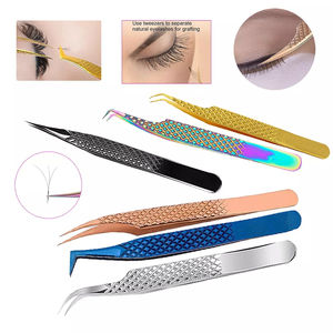 Pince à épiler professionnelle à pointe incurvée pour extensions de cils, en acier inoxydable, outil à pointe fine pour faux cils et greffage - Product Image 2