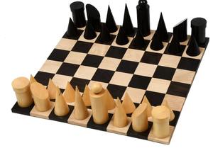 Jeu d'échecs géométrique minimaliste en bois d'ébène et de buis naturel, pièces de 3,4 cm, au meilleur prix - Product Image 3