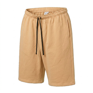 Pantalones Cortos Deportivos para Hombre, Color Camel Claro, Algodón y Poliéster, Cintura Media, Cordón Ajustable, Transpirables, Secado Rápido, Bolsillos, Estilo Capri, Color Sólido - Product Image 2