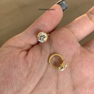 925 Sterling <b>Silver</b> Moissanite <b>Hoop</b> <b>Earrings</b> Round Brilliant Cut Halo Trendy <b>for</b> <b>Women</b> Wedding Party - Product Image 4