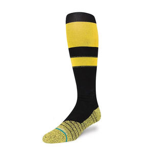 Men's Knee High Striped Sports <b>Socks</b> <b>Black</b> Yellow Breathable Knitted for Summer Athletic Use - Product Image 4