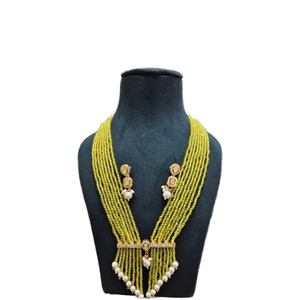 Tour de cou de couleur jaune fabricant de collier en laiton AD ensemble de pendentifs tendance pour les vêtements de fête de mariage des femmes - Product Image 1