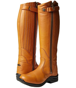 Botas de equitación de color sólido, de cuero sintético, caña larga, punta cerrada, con cordones, para uso ecuestre. - Product Image 1