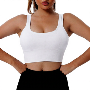Women's Solid Color Sports <b>Bra</b> Ribbed Crop Top High Support Fitness - Product Image 2