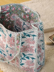 OEM Assorted Floral Quilted Cotton Tote <b>Bag</b> - Eco-Friendly Boho <b>Reusable</b> Shopper Handbag - Product Image 4