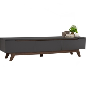 Meuble TV MANDO Urban 1,8 m en noyer et noir, exporté de Malaisie, support média industriel pour salon professionnel ou bureau - Product Image 4