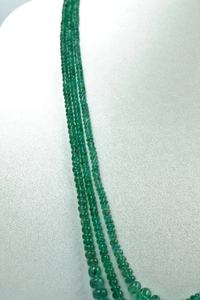 Collier de perles rondes lisses en émeraude naturelle de Zambie, 3,5 mm, 12-14 pouces, 3 brins, poids personnalisable - Product Image 3
