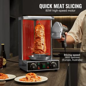 Coltello Elettrico Professionale da 80W per Shawarma, Tagliacarne Commerciale in Acciaio Inox per Gyros, Affettatrice per Kebab Doner, Coltello Turco per Kebab - Product Image 1