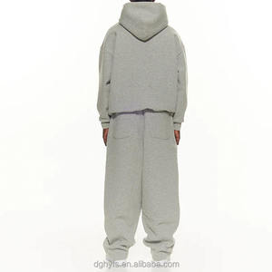 OEM Custom Vintage Streetwear Lightweight Unisex <b>Embroidery</b> Sweatsuit Acid Washed Distress Hoodie Flare Sweatpants <b>Set</b> 100% - Product Image 4