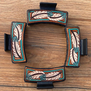 Fantaisie Design filles à la main en cuir usiné mode pinces à cheveux rectangulaires pour les femmes pinces à cheveux en cuir véritable pour les amoureux - Product Image 4