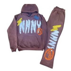 Sweat à capuche surdimensionné en polyester et coton extérieur 350 GSM Pantalon de survêtement 2 pièces Survêtement décontracté pour hommes et femmes - Product Image 2