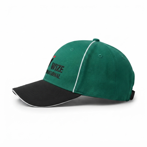Casquette de baseball WIZE INTERNATIONAL verte et noire avec logo brodé, 6 panneaux, unisexe, décontractée, ajustement réglable - Product Image 2