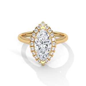 Exquisite Trendy 14K Pure Yellow Gold Engagement <b>Rings</b> Luxurious Design Brilliant Marquise Cut Lab Grown Solitaire Wedding <b>Ring</b> - Product Image 1