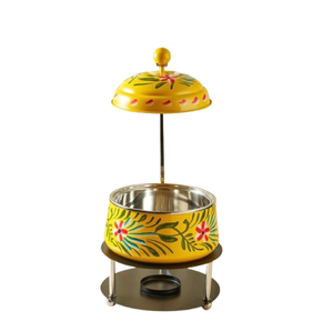 Red Enamel Metal Round Chafing <b>Dish</b> Enamel Print Food Warmer Buffet Chaffing <b>Dish</b> With Lid & <b>Stand</b> For Wedding Hotels Supplies - Product Image 3