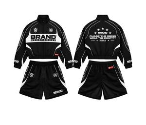 Survêtement homme TAHAD 2026 personnalisé, coupe-vent patchwork color block en polyester et nylon, veste zippée et short - Product Image 1