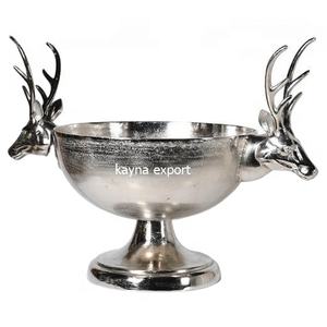 เขากวางโลหะตกแต่งใหม่ถ้วยโลหะชุบนิกเกิลสำเร็จรูปอาหารปลอดภัยสำหรับวางตรงกลางโต๊ะและใช้รับประทานอาหาร - Product Image 1