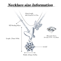 Collier en argent sterling 925 avec moissanite couleur D, double papillon, collier de luxe élégant