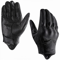 Gants de course en cuir à doigts entiers, noirs avec surpiqûres rouges, respirants, antidérapants, fermeture auto-agrippante pour la conduite et l'utilisation en extérieur - Product Image 2