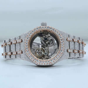 Montre Chronographe de Luxe en Acier Inoxydable 41MM, Édition Limitée, Diamant Moissanite VVS1, Mouvement Quartz, Verre, Style Hip-Hop - Product Image 1