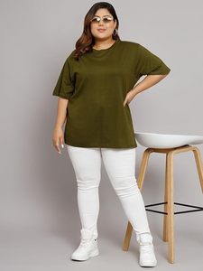 T-shirt en coton surdimensionné vert avec imprimé graphique de fille de dessin animé mignon pour femmes et filles, style streetwear tendance, coupe ample, décontracté, été - Product Image 3