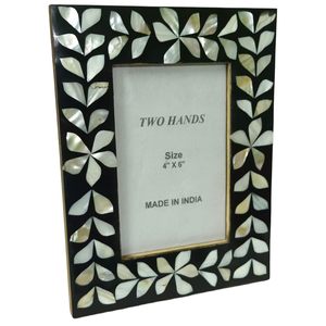 TWO HANDS Picture <b>Frame</b> Mother of Pearl Leaf Photo <b>Frame</b>, Beach Picture <b>Frame</b> Tabletop or <b>Wall</b> Hanging - Product Image 2