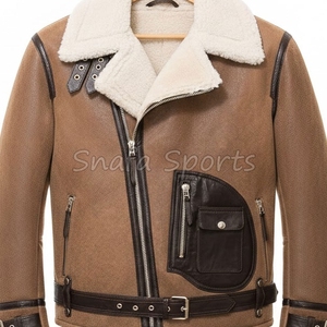 Manteau en peau de mouton pour homme, style aviateur, veste d'hiver avec fermeture éclair, style streetwear, cuir fin, service OEM - Product Image 3