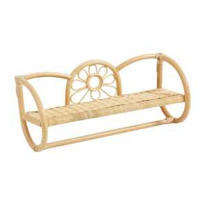 Fancy Daisy Design Rattan Toddler Room Wall Shelf Kids Furniture Double Arch Storage <b>Rack</b> With Clothes <b>Rail</b> Wholesale - Product Image 2