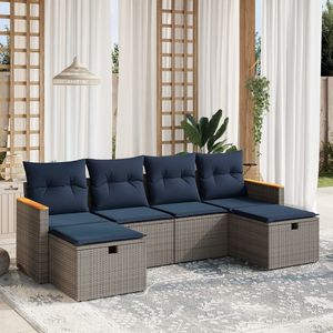 Ensemble de canapés de patio en polyrotin gris avec coussins, meubles d'extérieur durables, 6 pièces - Product Image 3