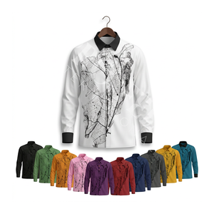 เสื้อเชิ้ตทำงาน เสื้อผ้าสำนักงาน ระบายอากาศได้ดี แขนยาว พิมพ์ลายใบไม้ตามสั่ง รับผลิตแบบ OEM ODM เสื้อเชิ้ตผู้ชาย - Product Image 1