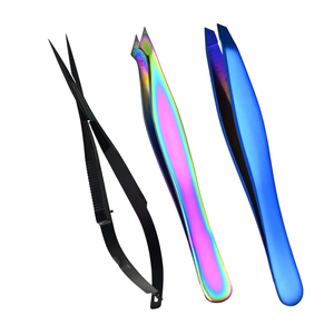 <b>Top</b> Quality Tweezers Set Slant Pointed Stainless Steel Eyebrow Plucking Tweezer Scissors Set - Product Image 4