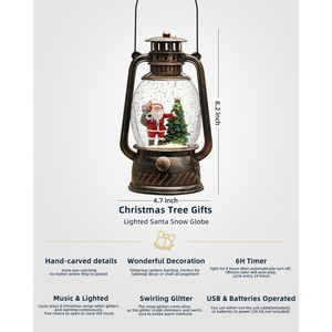 Decorazioni Natalizie da Interno con Timer Musicale 6H, Lanterne con Scena di Babbo Natale Illuminata, Albero di Natale e Globo di Neve - Product Image 2