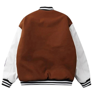 Chaqueta Varsity Blanca y Gris para Hombre AL SWANS INTERNATIONAL, Cierre de Cremallera con Letras en el Frente, Ropa Casual de Invierno, Corte Regular, Resistente al Viento - Product Image 3