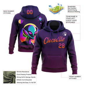Sudadera con Capucha Personalizada para Hombre, Diseño de Extraterrestre Morado, Impresión por Sublimación, Transpirable, Absorbe la Humedad, Estilo Casual - Product Image 2