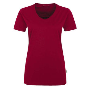 T-shirts pour femmes en tricot uni vintage à col en V, respirants, séchage rapide, coupe décontractée, 100% coton, écologiques, été, OEM - Product Image 6