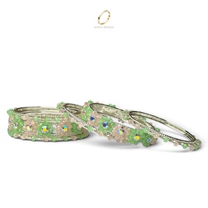 Exclusive Floral <b>Crystal</b> Zircon Stone Multicolour Bangles Silver Plated <b>Bracelet</b> Collection Wedding Festive at Wholesale Price - Product Image 4