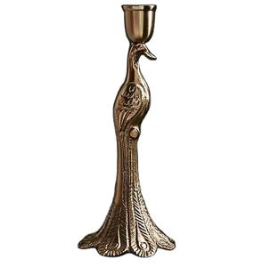 Porte-bougie en métal de luxe au design paon, support de bougie décoratif vintage, porte-bougie artistique pour table, salon, salle à manger - Product Image 1