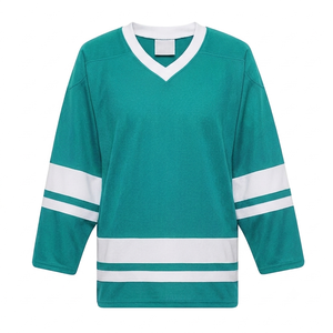 Camiseta de hockey sobre hielo personalizada al por mayor con logotipo y nombre personalizados, tela de malla transpirable, cuello en V, ropa de alta calidad. - Product Image 1